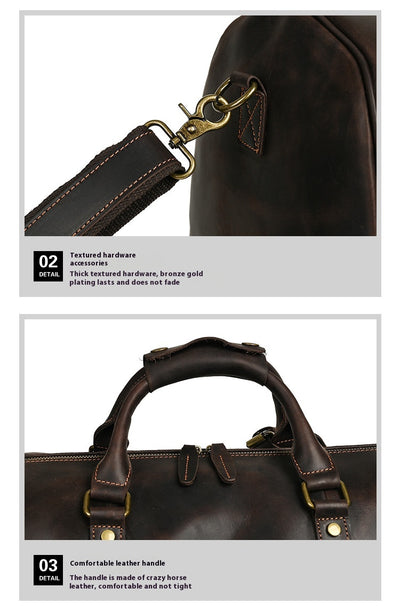 Bolsa Mensajero de Cuero para Viajes - Gran Capacidad Portátil - Image 20