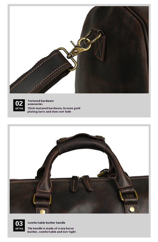 Bolsa Mensajero de Cuero para Viajes - Gran Capacidad Portátil - Image 20