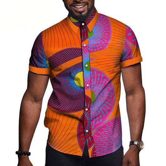 Camisa Bazin Riche de manga corta para hombre - Image 14
