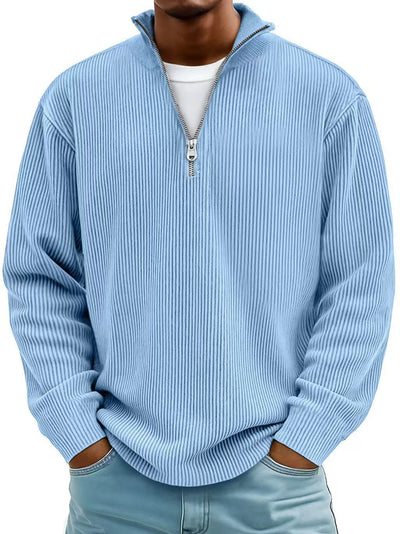 Suéter Tipo Polo con Cuello Alzado y Cierre de Cremallera - Pana Cálida para Hombre - Image 28