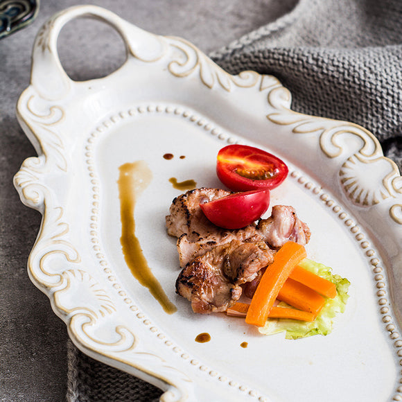 Plato de Ensalada y Postre Estilo Retro Europeo Occidental