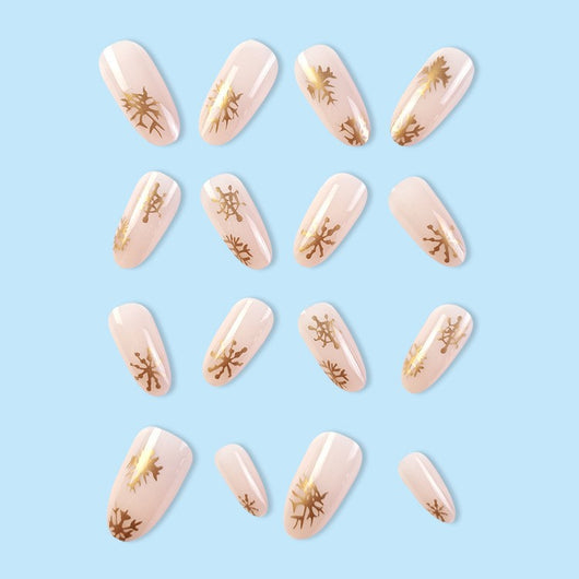 Uñas Postizas Navideñas con Diseño de Copos de Nieve y Rayas - Image 11