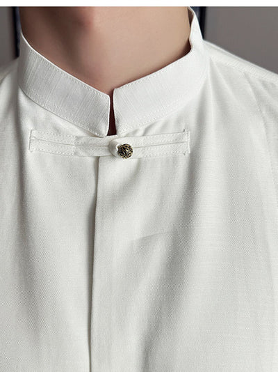 Camisa Manga Larga Cuello Mao Hombre - Diseño Liso Versátil - Image 9