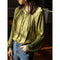Blusa Retro de Satén Acetato para Mujer - Estilo Europeo Elegante