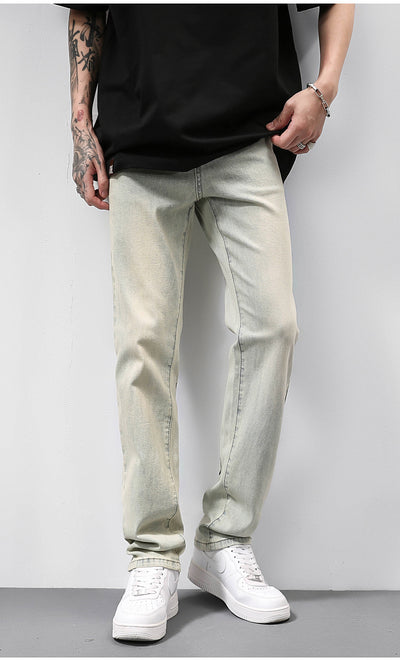 Jeans Vintage Americano Desgastado Amarillo con Estampado de Letras - Image 15