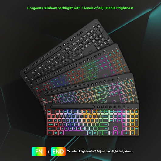 Kit Inalámbrico Teclado y Ratón Ergonómico con Ranura para Tarjeta y Iluminación LED - Image 9