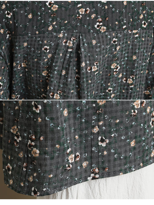 Camisa Retro Floral Suelta de Manga Larga para Otoño - Image 8