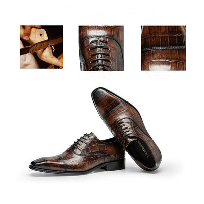 Zapatos Formales de Cuero Genuino Teñidos a Mano con Grabado en Relieve para Hombre - Image 7