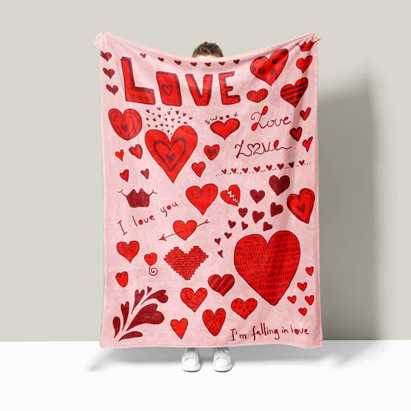 Manta Térmica con Estampado de Corazones para Descansos