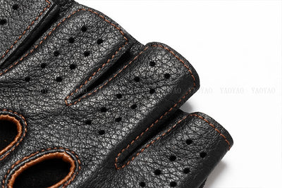 Guantes de Cuero Mitad Dedo para Motociclismo y Actividades al Aire Libre - Image 38