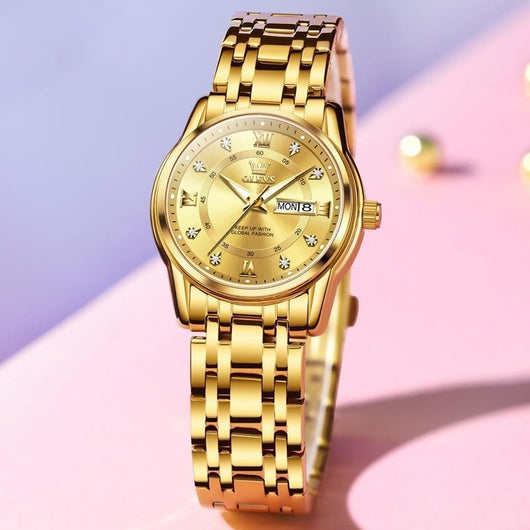 Reloj de Cuarzo para Mujer con Números Romanos Resistente al Agua
