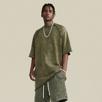 Playera Batik Desgastada de Algodón Terry para Hombre