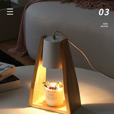 Luz Nocturna de Madera con Vela Derretible Estilo Japonés Regulable