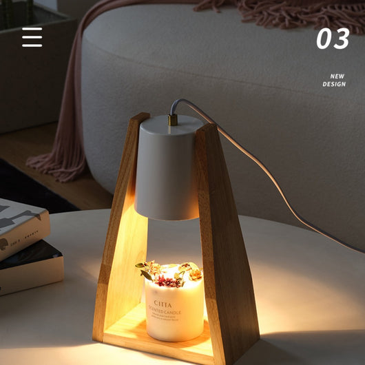 Luz Nocturna de Madera con Vela Derretible Estilo Japonés Regulable