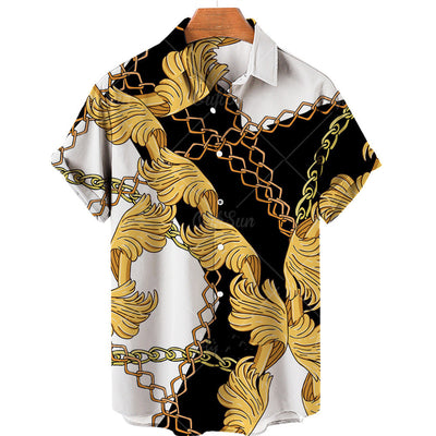 Playera Manga Corta Hombre Cadena Oro 3D Digital - Image 8