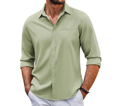 Camisa Polo Casual de Manga Larga con Bolsillo y Cuello Encaje para Hombre - Image 9