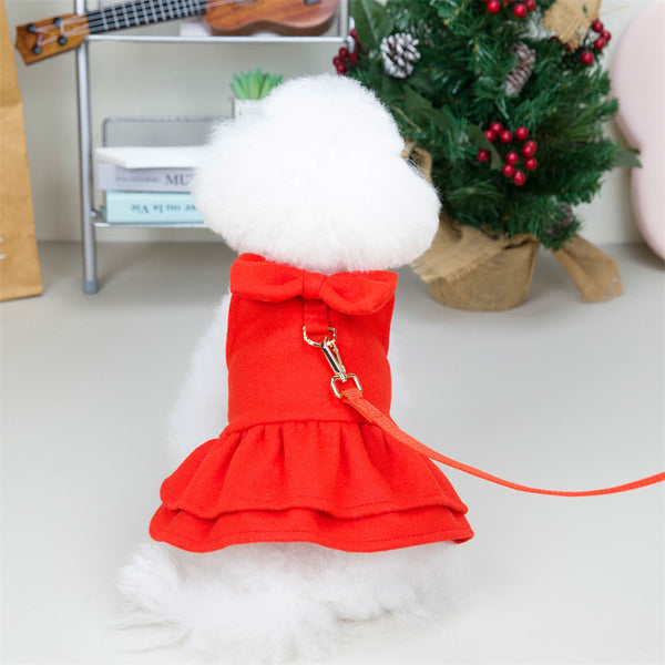 Falda de Lana Gruesa con Moño Navideño para Mascotas