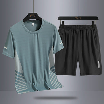 Conjunto Deportivo de Verano para Hombre - Camiseta y Shorts en Seda de Hielo Secado Rápido - Image 3