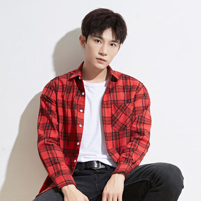 Camisa Casual de Cuadros para Hombre - Manga Larga