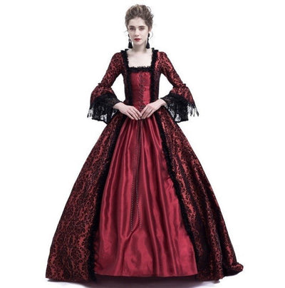 Traje de Corte Medieval Elegante con Trompetas Bordadas - Image 9
