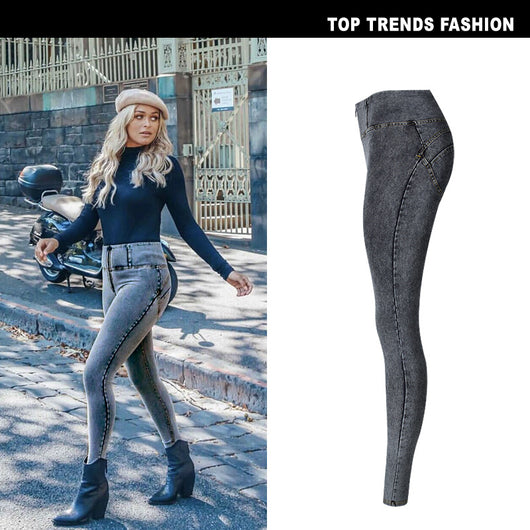 Pantalones Yoga Cintura Alta Stretch Efecto Denim para Mujer - Image 3
