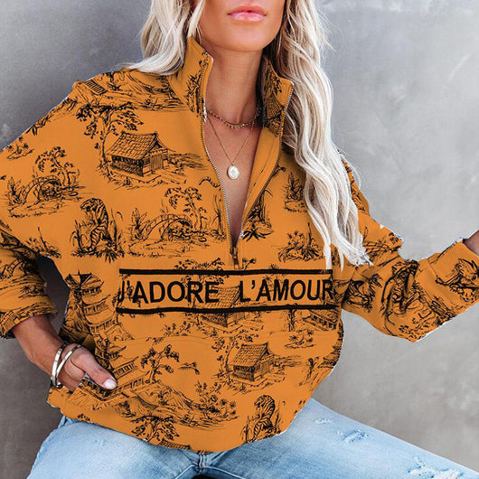 Suéter Holgado con Cierre y Estampado - Manga Larga Casual - Image 17