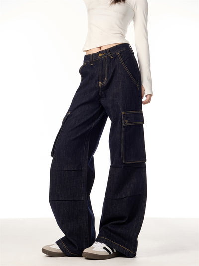 Pantalones Cargo Rectos de Pierna Ancha para Mujer con Múltiples Bolsillos - Image 17