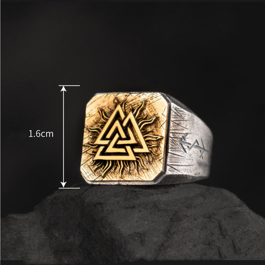Anillo Viking de Plata con Nudo Nórdico e Incrustación de Cobre - Image 2