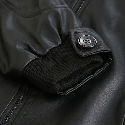 Chaqueta de Cuero para Hombre Slim Fit con Cuello de Pie y Cierre de Cremallera - Image 5