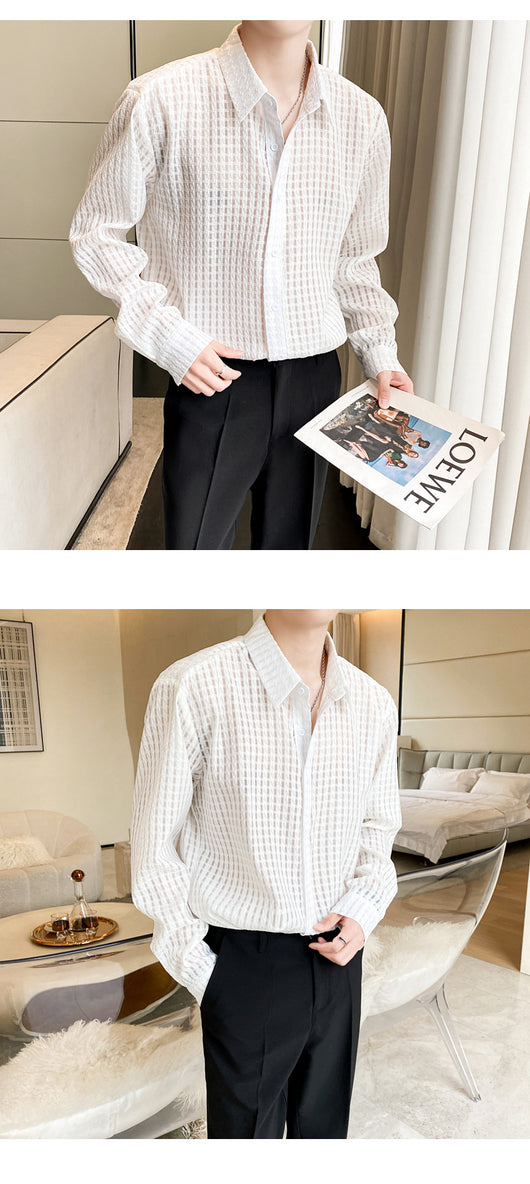 Camisa Cuadrillé Blanca con Drapeado Suelto - Image 17
