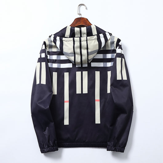 Chaqueta Trench Casual de Hombre con Estampado a Rayas - Image 4