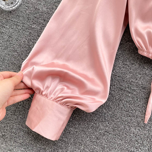 Top Crop Satinado Ajustado Estilo Cocción Ligera para Mujer - Image 27