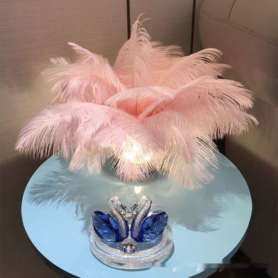 Lámpara de Mesa Táctil con Plumas Naturales - Iluminación Decorativa Premium - Image 8