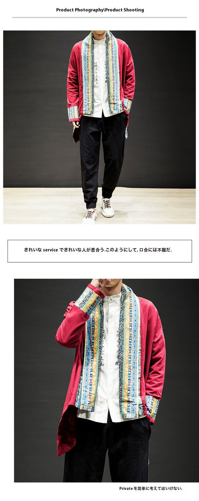 Abrigo Kimono Cardigan de Algodón y Lino - Estilo Japonés Moderno para Hombre - Image 16