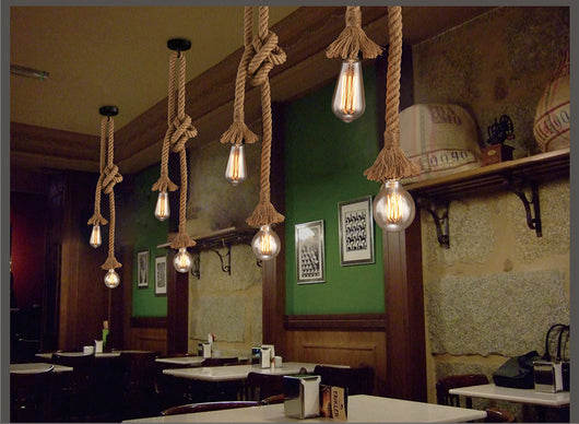 Lámpara Colgante de Cuerda de Cáñamo para Cafeterías y Bares - Image 6