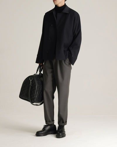 Abrigo Ejecutivo de Cuello Vuelto con Mezcla de Tela Twill para Hombre - Image 31