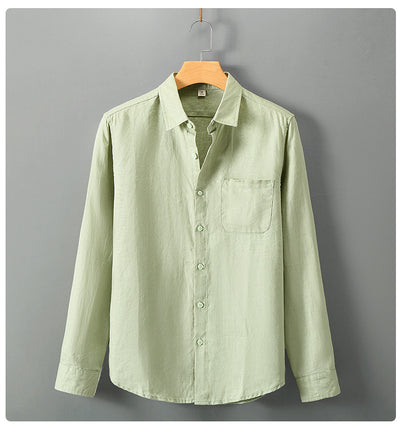 Camisa de Lino Manga Larga Suelta para Hombre - Fresca y Casual - Image 17