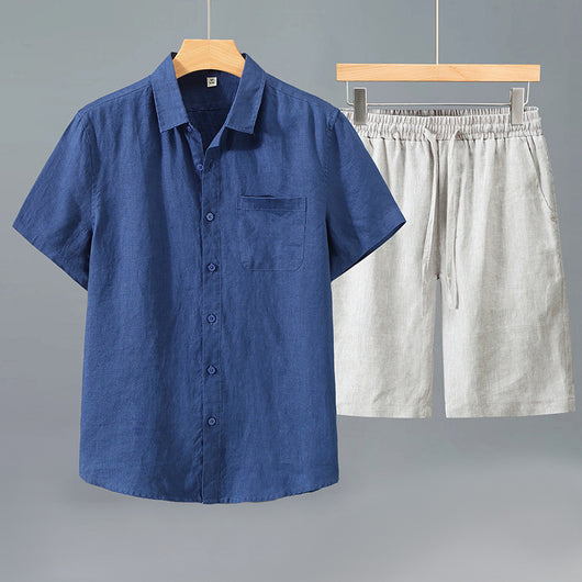 Camisa de Lino Manga Corta para Hombre - Traje Ejecutivo - Image 10