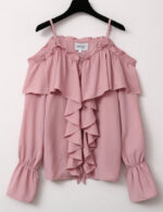 Blusa Hombro Descubierto con Volantes y Tirantes Ajustables
