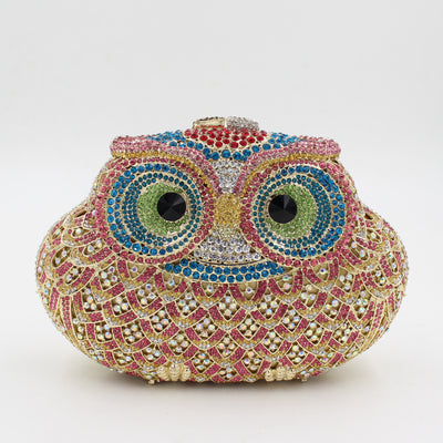 Bolso de Fiesta Clutch con Diseño de Búho y Cristales de Colores - Image 4