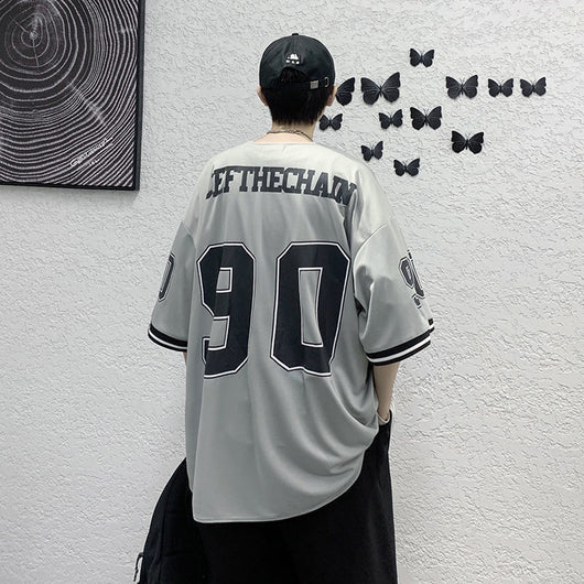 Cardigan Hip Hop Estilo Béisbol de Manga Corta para Hombre - Image 4