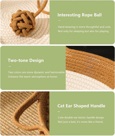 Cama Tejida para Gatos con Cola de Juguete - Casa Felina de Algodón y Lino Natural - Image 2