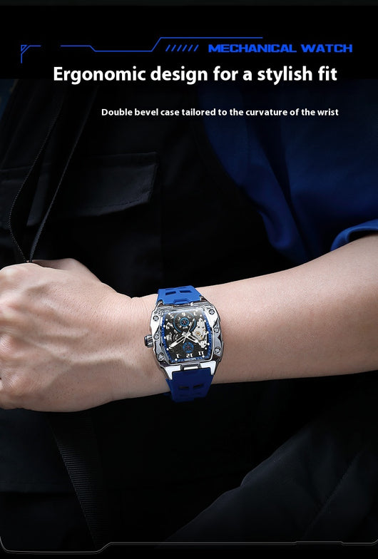 Reloj Deportivo Mecánico Resistente al Agua Diseño Cilíndrico para Hombre - Image 9