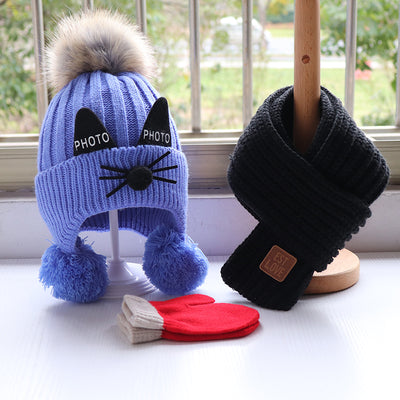Conjunto Gorro, Bufanda y Guantes de Lana para Niños - Diseño Gato Adorable - Image 12