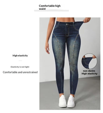 Pantalones Estampados Talle Alto Ajustados con Elasticidad para Mujer - Image 7
