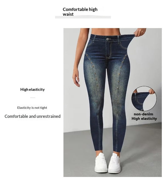 Pantalones Estampados Talle Alto Ajustados con Elasticidad para Mujer - Image 7