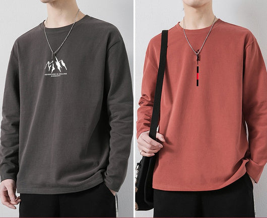 Camiseta de Algodón Manga Larga Suelta para Hombre - Image 8
