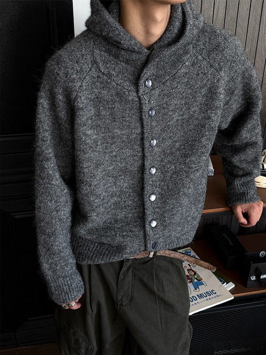 Cardigan Retro Japonés con Capucha y Botones para Hombre - Otoño Invierno - Image 6