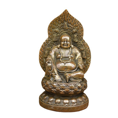 Figura Decorativa Kwan-yin con Iluminación de Cobre Antiguo - Image 2