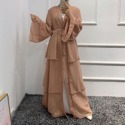 Bata Larga de Gasa Perla en Tres Capas - Vestido Fluido y Elegante - Image 6